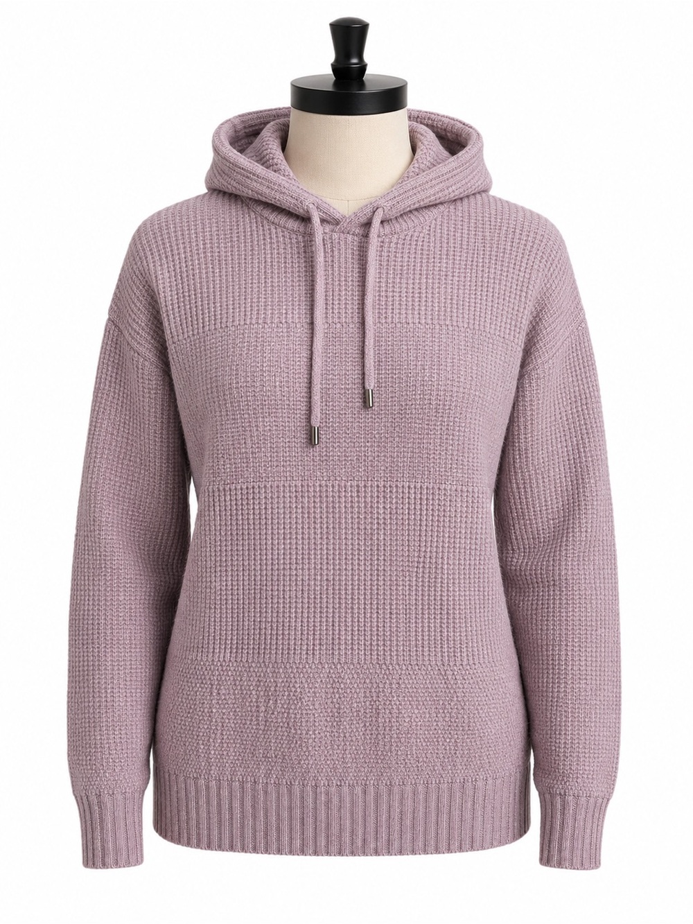 Devotion by Cyrus Waffle Knit Hooded Sweater Mauve Pink Pullover Size Small